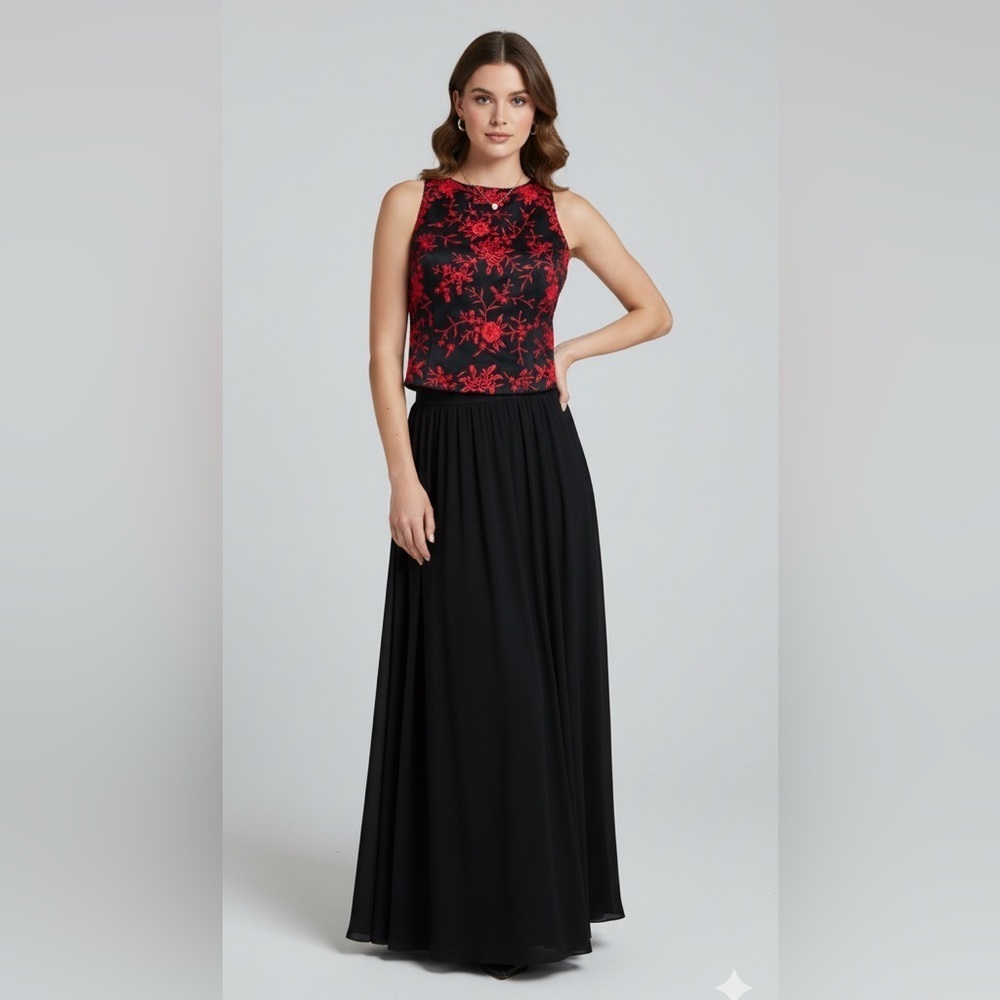 Lillie Rubin Black and Red Embroidered Crop Top 4